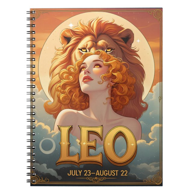 Leo Sun Sign July August Birthday Lion Notebook (Front)