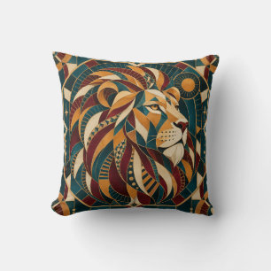 Leo Teal Burgundy Geometric Mosaic Cushion