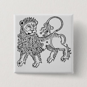 Leo (the Lion) an illustration from the 'Poeticon 15 Cm Square Badge
