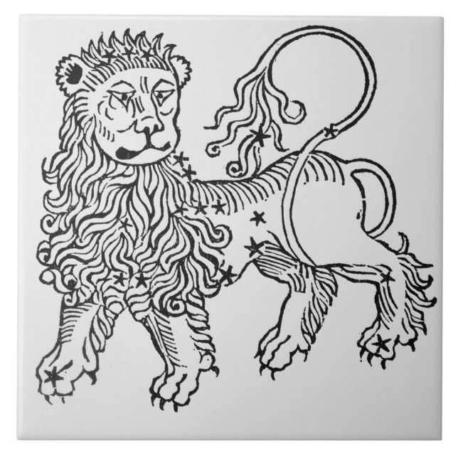 Leo (the Lion) an illustration from the 'Poeticon Ceramic Tile (Front)