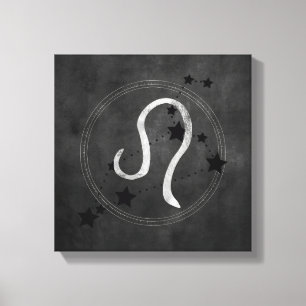 Leo the Lion black & silver constellation zodiac Canvas Print