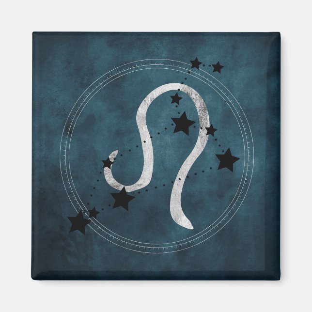 Leo the Lion black & silver constellation zodiac  Magnet (Front)