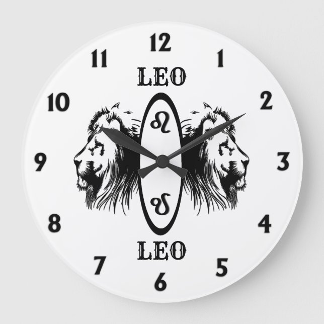 Leo the Lion Bookended Zodiac Large Clock (Front)