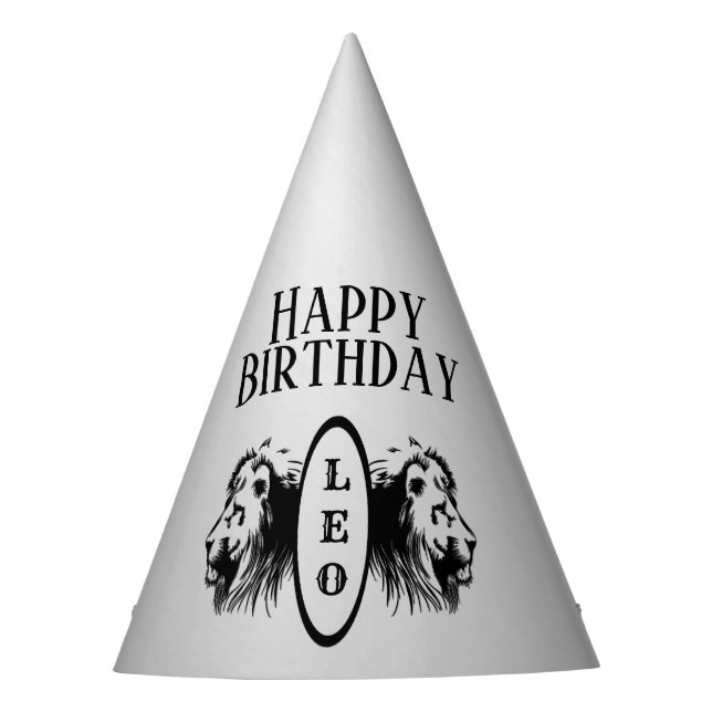 Leo the Lion Bookended Zodiac Party Hat (Front)