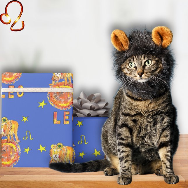 Leo the Lion star sign zodiac July August Wrapping Paper (Creator Uploaded)