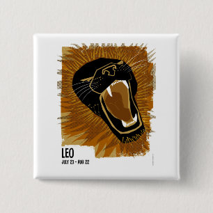 Leo the Lion Zodiac 15 Cm Square Badge