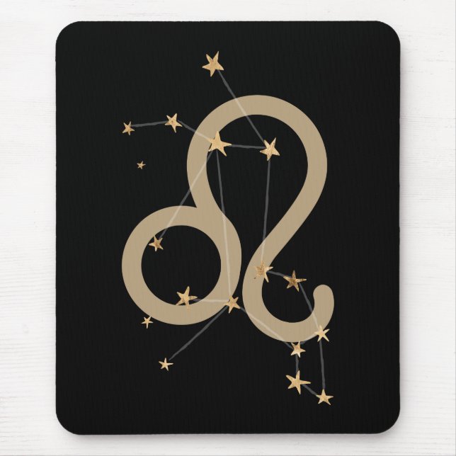Leo the Lion Zodiac Constellation gold stars Mouse Pad (Front)