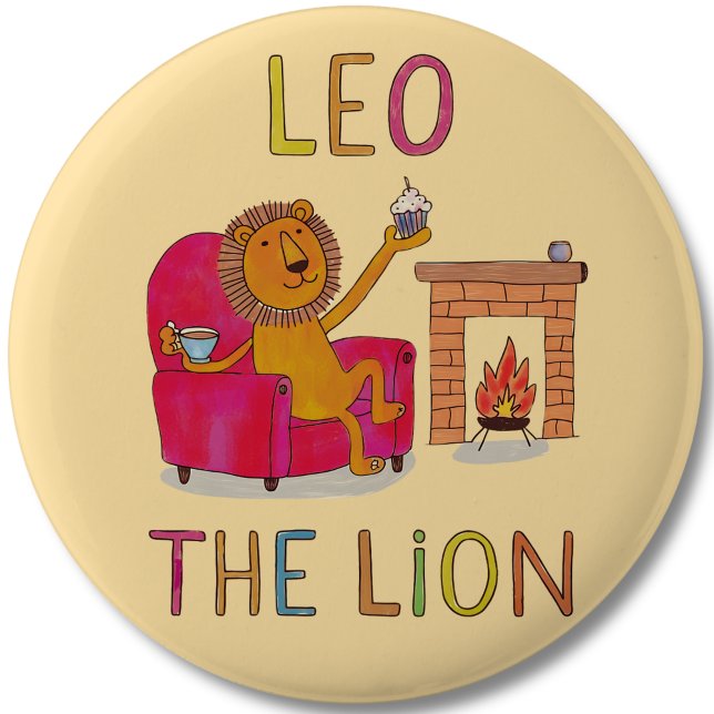 Leo the Lion zodiac cute lion 6 Cm Round Badge (Creator Uploaded)