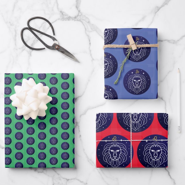 Leo the Lion Zodiac Sign Design Wrapping Paper Sheet (Front)