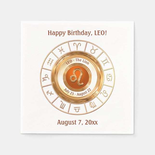 LEO - The Lion Zodiac Sign Napkin (Front)