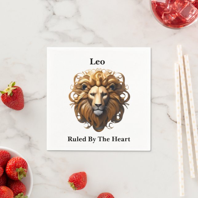Leo The Lion: Zodiac's Fiery Birth Sign Napkin (Insitu)