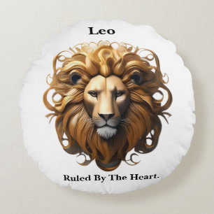 Leo The Lion: Zodiac's Fiery Birth Sign Round Cushion