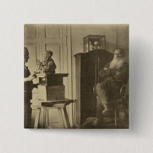 Leo Tolstoy and the sculptor Prince Paolo 15 Cm Square Badge