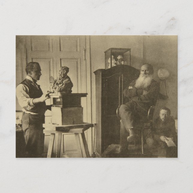 Leo Tolstoy and the sculptor Prince Paolo Postcard (Front)