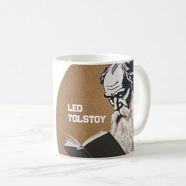 Leo Tolstoy Portrait - Gold Illustration Coffee Mug (Front Right)