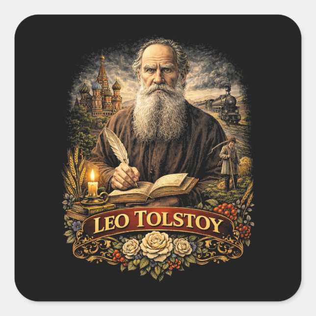 Leo Tolstoy Square Sticker (Front)