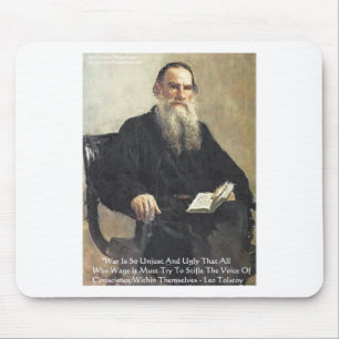 Leo Tolstoy "War Is Unjust" Wisdom Quote Gifts Mouse Pad