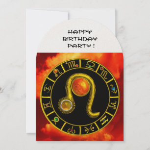 LEO,TOPAZ GEM,ZODIACAL SIGNS,ZODIAC BIRTHDAY PARTY INVITATION