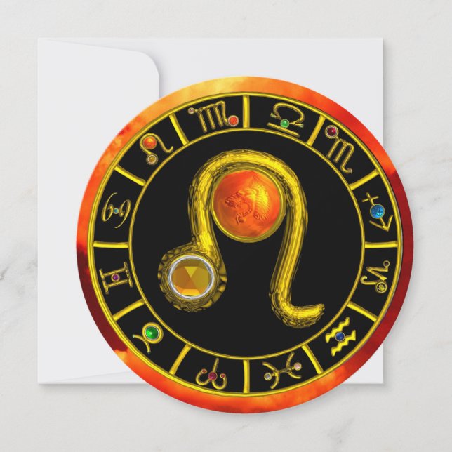 LEO,TOPAZ GEM,ZODIACAL SIGNS,ZODIAC BIRTHDAY PARTY INVITATION (Front)