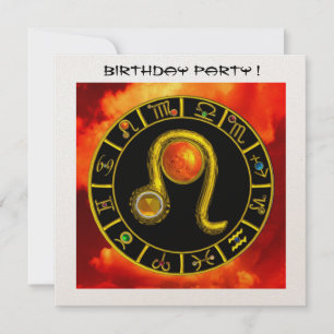 LEO,TOPAZ GEM,ZODIACAL SIGNS,ZODIAC BIRTHDAY PARTY INVITATION