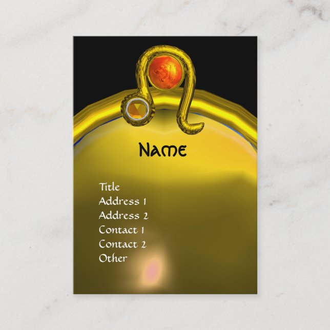 LEO, TOPAZ  MONOGRAM bright  yellow black orange Business Card (Front)