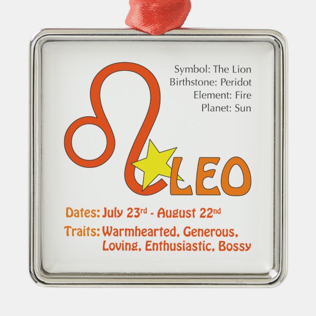 Leo Traits Square Ornament (Front)