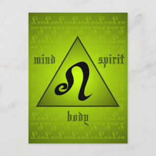 Leo Triangle Mind Body Spirit Holistic Green Postcard