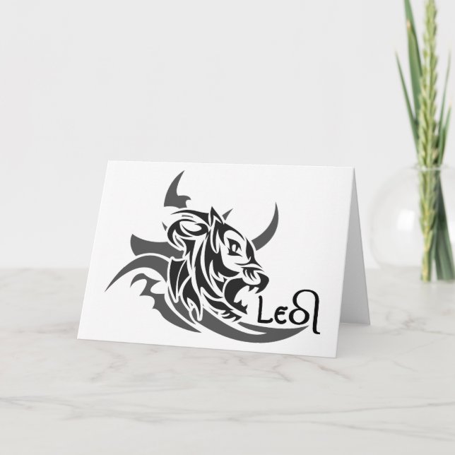 Leo Tribal Lion Tattoo Custom Greeting Card (Front)