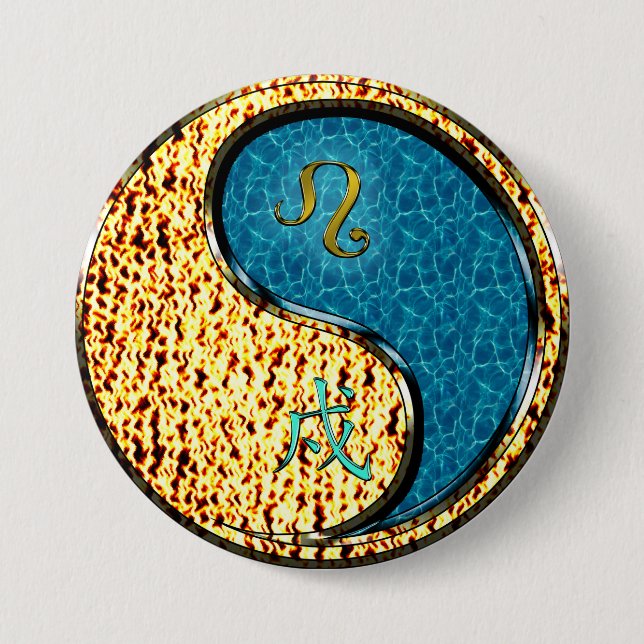 Leo & Water Dog 7.5 Cm Round Badge (Front)