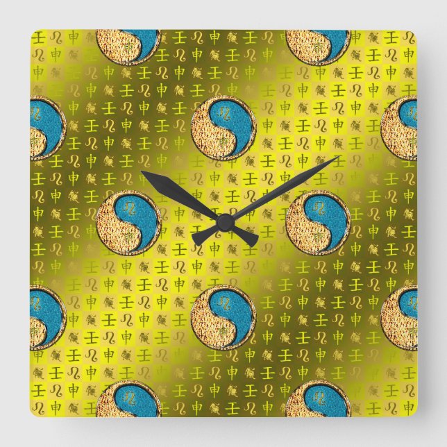 Leo & Water Monkey Square Wall Clock (Front)