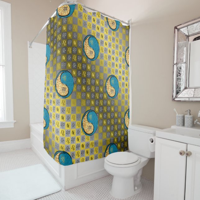 Leo & Water Rabbit Shower Curtain (In Situ)