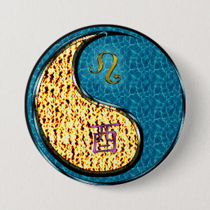Leo & Water Rooster 7.5 Cm Round Badge
