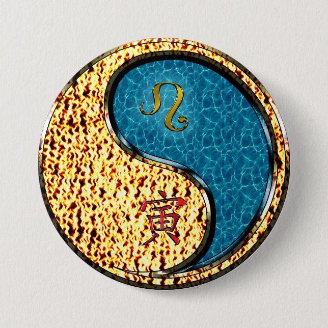 Leo & Water Tiger 7.5 Cm Round Badge (Front)