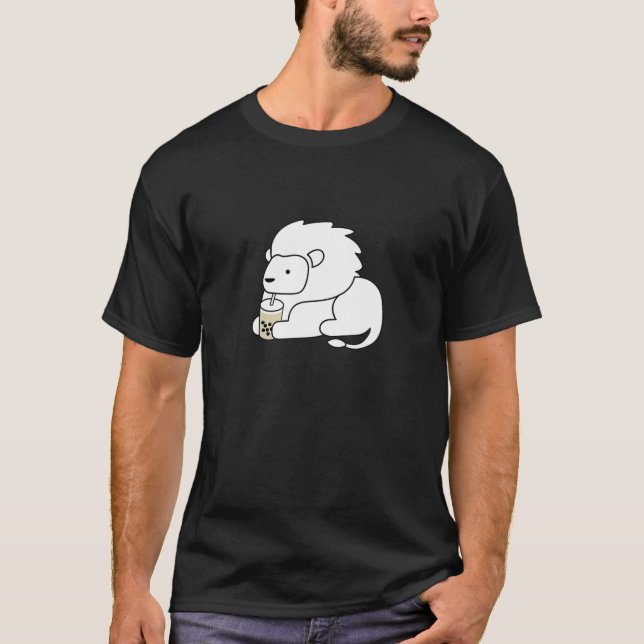 Leo Western Zodiac Lion Drinking Boba Bubble Milk T-Shirt (Front)