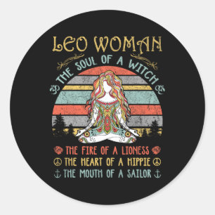 Leo Woman The Soul Of A Witch Vintage Birthday Classic Round Sticker
