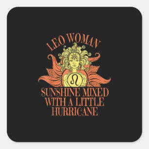 Leo Woman Zodiac Sign July August Birthday Square Sticker