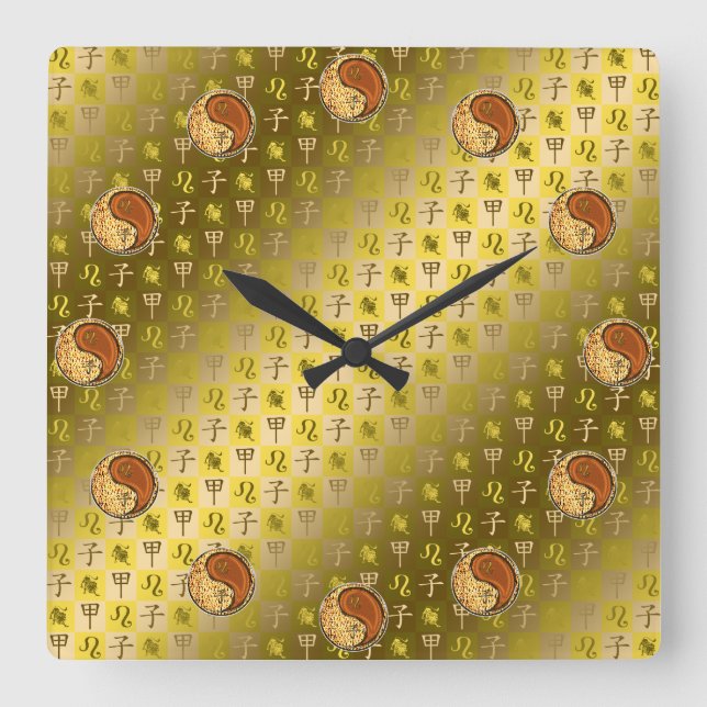 Leo & Wood Rat Square Wall Clock (Front)