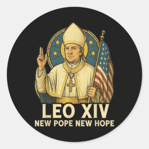 Leo Xiv New Pope New Hope Flag Retro Vintage _7  Classic Round Sticker
