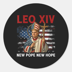 Leo Xiv New Pope New Hope Flag Retro Vintage  Classic Round Sticker