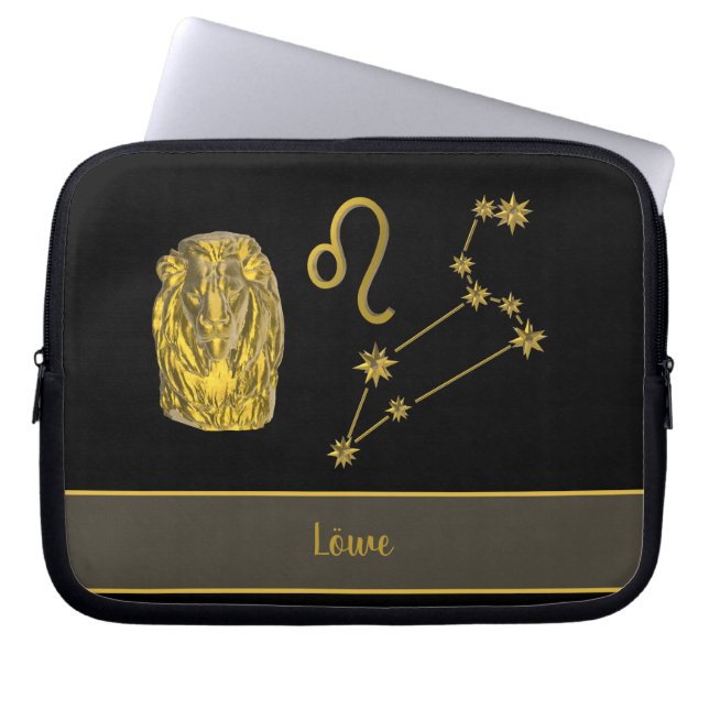 Leo Zodiac 3D, gold - Laptop Sleeve (Front)