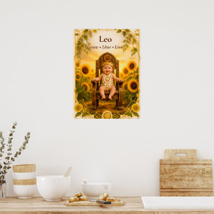Leo Zodiac Art Dreamy Astrology Collection Poster