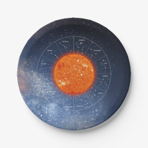 Leo Zodiac Astrological Sign - Fiery Golden Sun Paper Plate