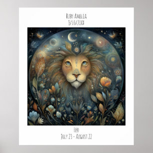 Leo Zodiac Astrology Name & Birthday Poster