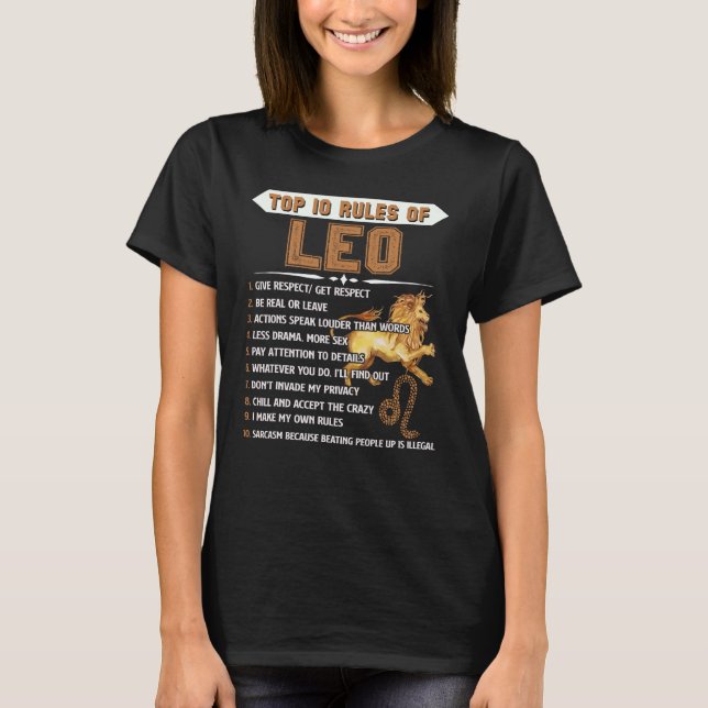 Leo Zodiac Birthday Gift Top 10 Rules Of Leo Gift  (Front)