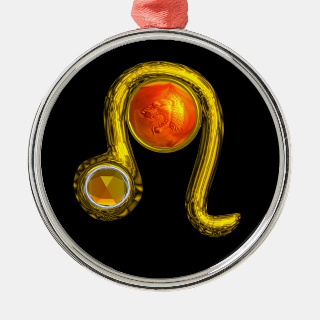 LEO ZODIAC BIRTHDAY JEWEL YELLOW TOPAZ Gold Metal Ornament (Front)