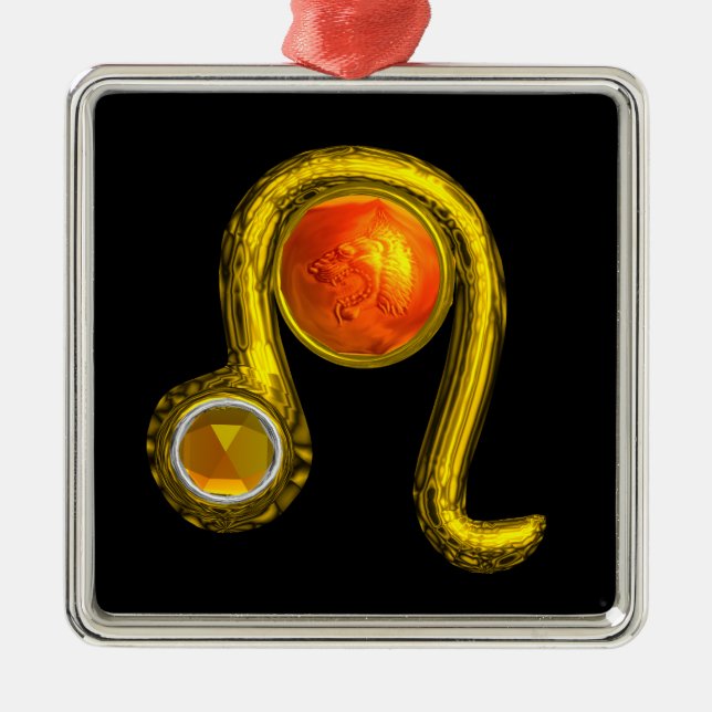 LEO ZODIAC BIRTHDAY JEWEL YELLOW TOPAZ Gold Metal Ornament (Front)