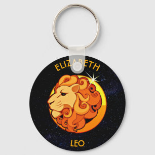 Leo Zodiac Birthday Sign With Your Custom Name Key Ring