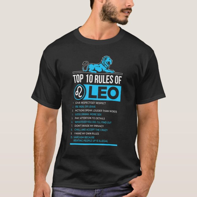 Leo Zodiac Birthday  Top 10 Rules Of Leo (Front)