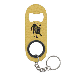Leo Zodiac Black Gold Key-ring Bottle opener