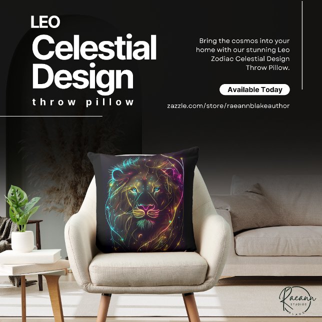 Leo Zodiac Celestial Design Throw Pillow (Creator Uploaded)